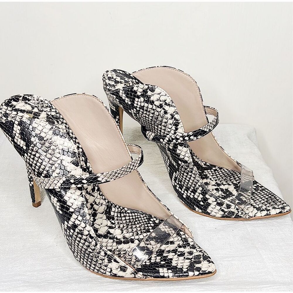 Aldo Black and White Snake Print Heels
